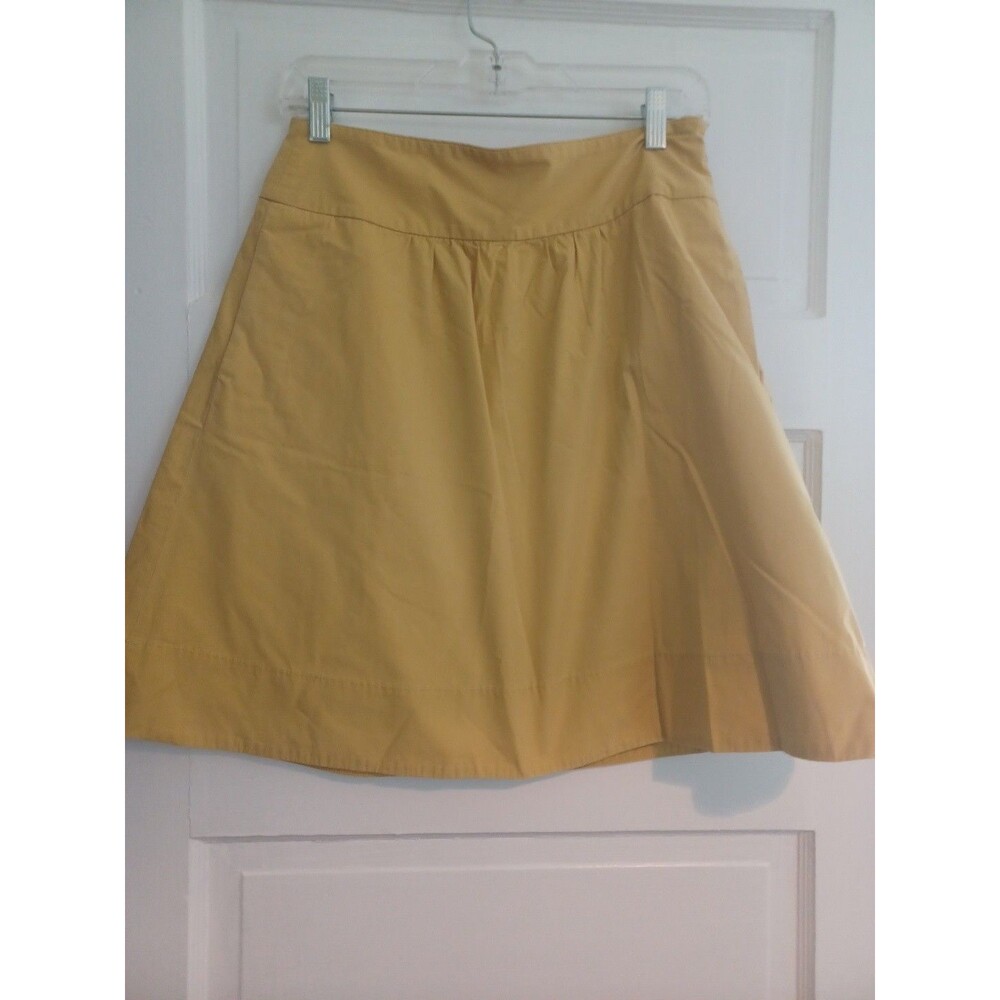 J. Crew mustard yellow pleated midi skirt 2 pockets A-line fall classic trendy